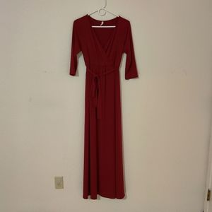 Burgundy Maxi Maternity/breastfeeding Dress